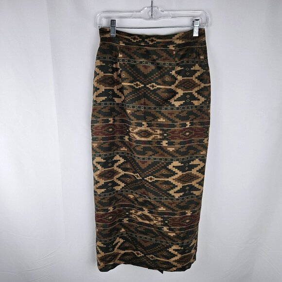 Jones New York Vintage Maxi Skirt 100% Wool Size 6 Southwest Boho - Picture 2 of 9